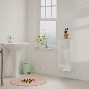 HOMCOM Dulap de Baie Suspendat cu Ușă Fără Mâner, 2 Rafturi Reglabile din Sticlă, Mobilier Suspendat Multifuncțional, 30x23,4x71,2 cm, Alb Lucios | Aosom Romania