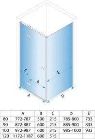 Cabina de dus Rea Atlas 80x100 cu deschidere pe dreapta auriu periat