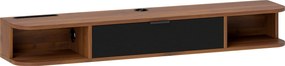 HOMCOM Mobilier TV Suspendat, Suport TV Până la 50" cu Sertar Rabatabil, 2 Rafturi Deschise și Orificiu pentru Cabluri, Mobilier pentru Televizor pentru Sufragerie, Dormitor și Sală de Stat, 120x24x16 cm, Nuc | Aosom Romania