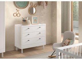 Comodă de copii albă din lemn de fag 100x95x55 cm Forrest – Vipack