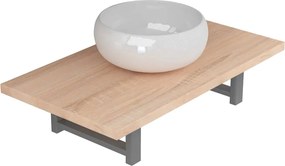 vidaXL Set mobilier de baie din două piese, stejar, ceramică