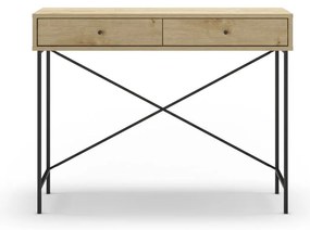 Masă consolă în culoare naturală cu blat cu aspect de lemn de stejar 35x110 cm Titan – Marckeric