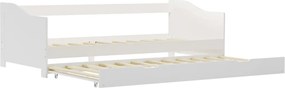 vidaXL Cadru pat canapea, extensibil, alb, 90 x 200 cm, lemn de pin