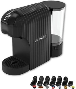 La mâna a doua: Espressor cu capsule 7in1 Crown CCM-1530B, 1400 W, 20 bar, 0.9 L, 7 adaptoare, Indicatoare LED, Controlul lungimii cafelei, Negru