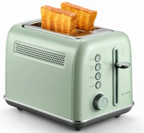 Prajitor de paine BUYDEEM DT620E, 900W, 2 felii, 7 programe automate si trepte de prajire, Indicatori LED, Tava pentru firimituri, Verde