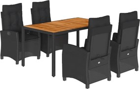 vidaXL Set mobilier de grădină cu perne, 5 piese, negru, poliratan