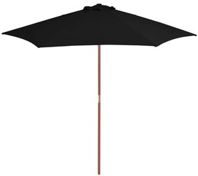 vidaXL Umbrelă de soare de grădină cu stâlp din lemn, negru, 270 cm