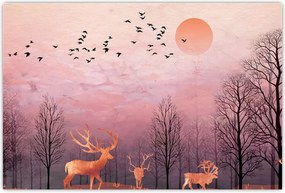 Tablou - Căprioare în strălucirea apusului de soare (90x60 cm)