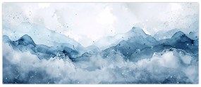 Tablou - Nori și valuri, acuarelă (120x50 cm)