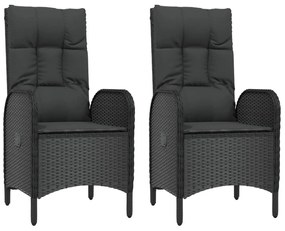 Set mobilier de grădină cu perne, 5 piese, negru, poliratan