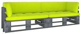 Canapea din paleti cu 2 locuri, cu perne, lemn pin gri tratat verde aprins, Canapea cu 2 locuri, Gri, 1