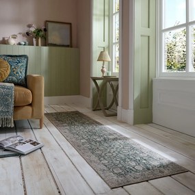 Covor tip traversă verde lavabil 60x230 cm Beau Floral – Flair Rugs