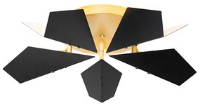 Plafoniera de design neagră cu auriu 5 lumini - Sinem