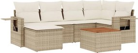 vidaXL Set canapele de grădină, 7 piese, cu perne, bej, poliratan