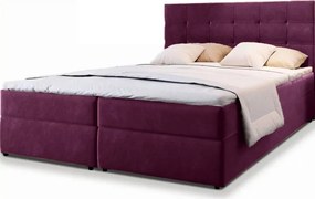 Pat tapitat boxspring GLORIEN 140x200 cm purpuriu Saltea: Saltea cu arcuri Bonell