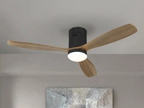 Lustra LED cu Ventilator si telecomanda Siroco D-132cm negru/nuc
