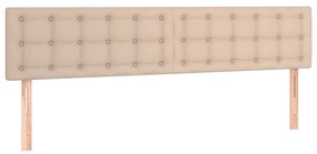 Tablie de pat cu LED cappuccino 200x5x78 88 cm piele ecologica 1, Cappuccino, 200 x 5 x 78 88 cm