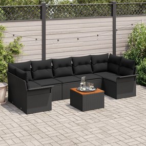 vidaXL Set de canapele pentru grădină 8 pcs Negru Rattan poli