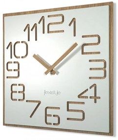 Ceas de perete alb elegant în combinație cu lemn de 40 cm