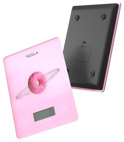 Cantar de bucatarie Tesla KS101P, 5kg, Functie TARE, Display LED, Roz
