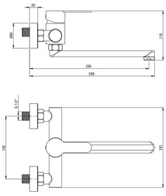 Baterie lavoar crom lucios cu pipa pivotanta 298 mm Deante Lupo 298 mm