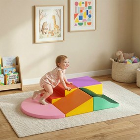 HOMCOM Set de Joacă pentru Copii 1-3 Ani cu 6 Piese de Construcție, 150x100x24 cm, Multicolor | Aosom Romania