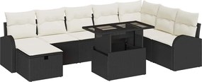 vidaXL Set de canapele pentru grădină cu pernă 9 pcs Negru Rattan poli