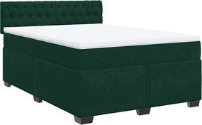 vidaXL Pat box spring cu saltea, verde închis, 160x200 cm, catifea