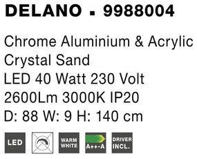 Lustra din alumniu cromat acrilic si cristal de nisip Delano