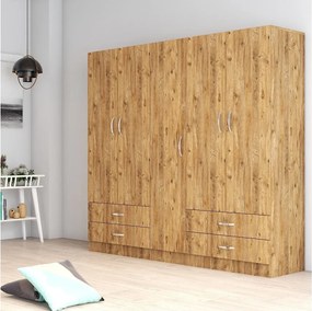 Dressing GRD0702, stejar, PAL melaminat, cu 5 usi si 4 sertare, 200x47