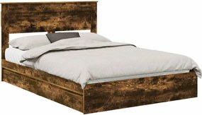 vidaXL Pat cu storage Stejar fumuriu 160 x 200 cm Lemn compozit