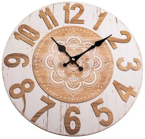 Ceas de perete din lemn Dakls Mandala, ø 34 cm