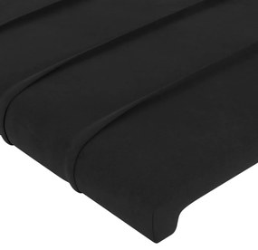 Cadru de pat cu tablie, negru, 140x190 cm, catifea Negru, 140 x 190 cm, Benzi orizontale