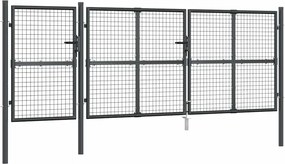 vidaXL Poartă de grădină cu plasă, antracit, 400x125 cm, oțel galvanizat