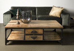 Masuta de cafea dreptunghiulara din lemn cu spatiu de depozitare 135x75x45 cm maro