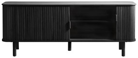 Masă TV neagră cu aspect de lemn de stejar 160x56 cm Cavo – Unique Furniture