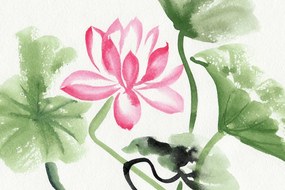 Tablou floare de lotus în acuarelă