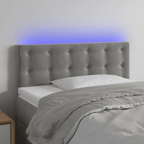 3122088 vidaXL Tăblie de pat cu LED, gri deschis, 100x5x78/88 cm, catifea