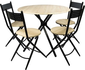 Set masa Kaliope cu 4 scaune, natur, 90x90x77 cm