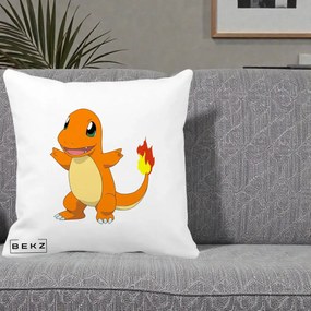 Perna Personalizata Charmander Pokemon, 40x40 cm, Alba Mata, Husa Detasabila, Perna Inclusa, BEKZ®