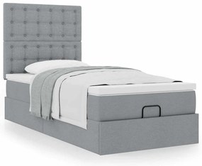 vidaXL Cadru de pat otoman cu saltea țesătură gri deschis 90x190cm