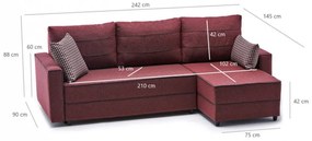 Coltar Extensibil pe Dreapta, Cadru Lemn de Brad, Ece, Bordo