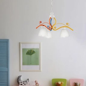 Lustră pe lanț RETRO 3xE27/60W/230V alb/colorat