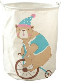 Cos pentru jucarii si rufe cu imprimeu CIRCUS BEAR 35x45 cm, crem