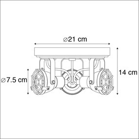 Plafonieră inteligentă maro rugină, incluzând 3 WiFi GU10 - Sorra