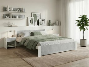 Pat dublu IKAROS 140 x 200 cm, beton/alba Saltele: Fara saltea, Somiera pat: Cu lamele drepte