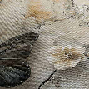 Tablou - Marmură de fundal cu fluturi (cu ceas) (90x30 cm)