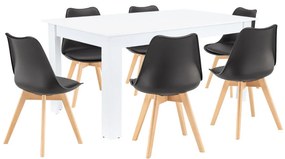 Set de masă Lola 6+1 alb-negru
