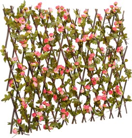 vidaXL Spalier cu iederă artificială extensibil, roz închis, 180x60 cm
