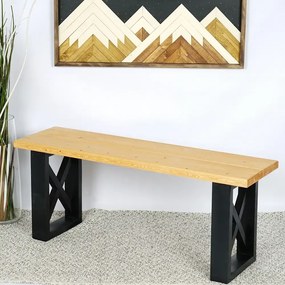 Banca gradina, Holly din lemn negru-natur, 100 cm